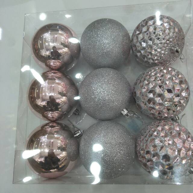 厂家直销新款烫银圣诞彩球套装圣诞用品礼品