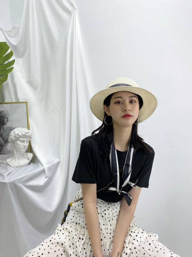 春装2020新款白色t恤女夏带领结短袖宽松ins产品图