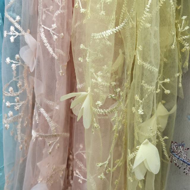 Mesh embroidery fabric for clothing, headwear and accessories details Picture