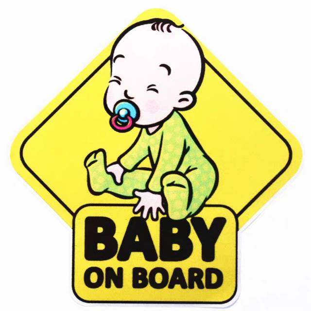 车内有宝宝车贴babyincar警示贴防水反光汽车贴纸卡通贴