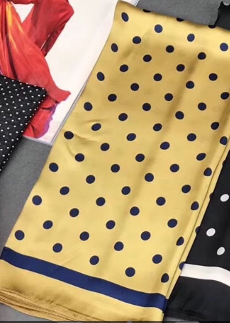 Women's Fashion Trend Temperament Elegant Polka Dot Dual Use Imitation Silk Satin Square Towel Specification drawing