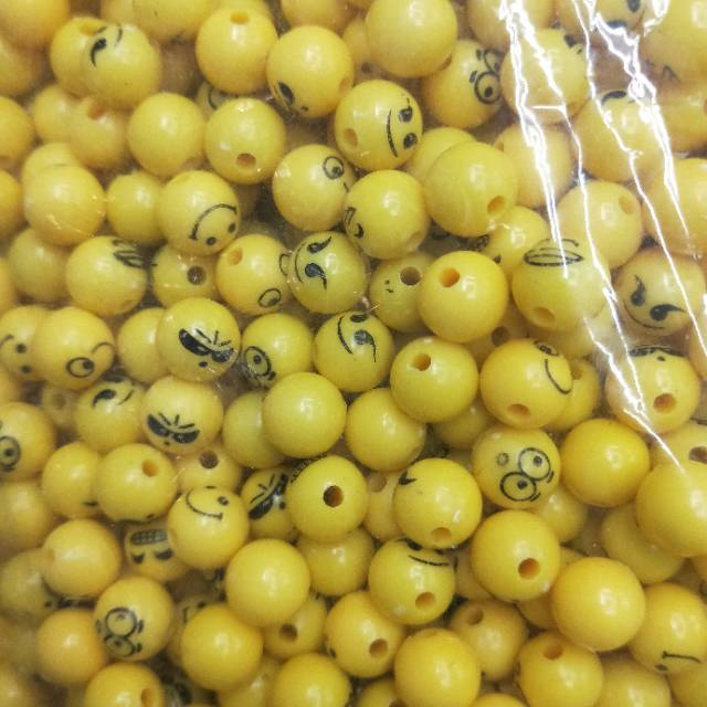 Acrylic ps emoji beads, acrylic round beads, solid candy beads, loose beads, diy children's bracelet bead materials Specification image