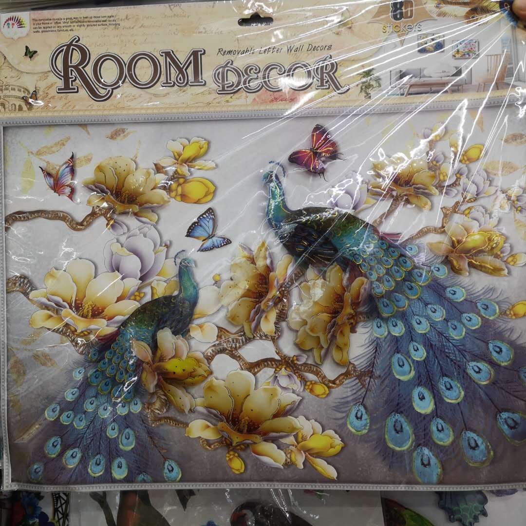 Peacock Wall Stickers Kitchen Living Room Dining Room Bedroom Wall Stickers Wallpaper Room Wallpaper Self-Adhesive Wall Decoration Stickers Green Plants Warm