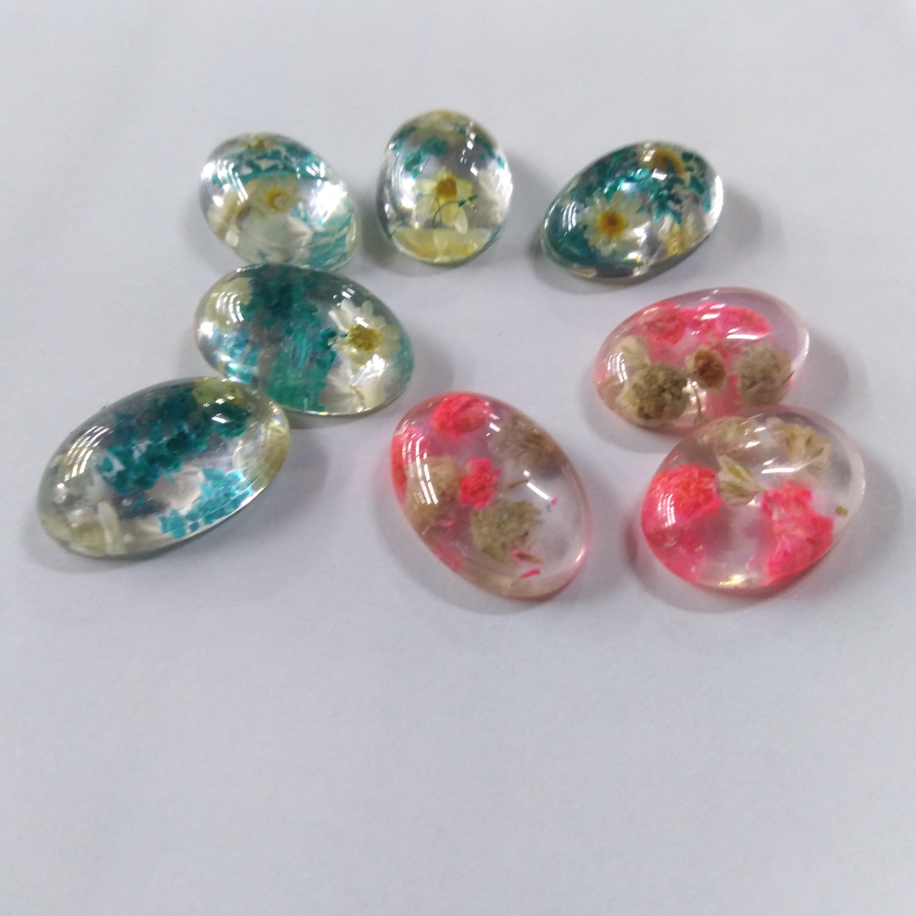 椭圆形干花树脂艺饰配饰diy手工饰品耳环耳饰树脂艺饰配件细节图