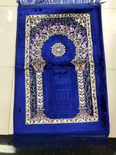 清真寺蓝底印花压花迪拜毯礼拜毯穆斯林毯