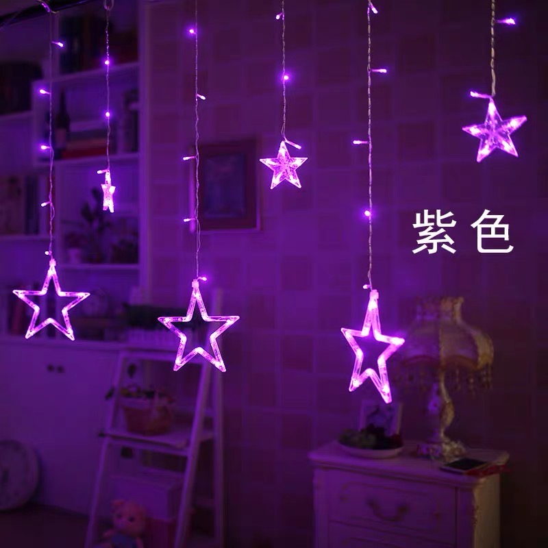 少女LED多彩星星闪灯串灯浪漫房间装饰灯大小五角星冰条产品图