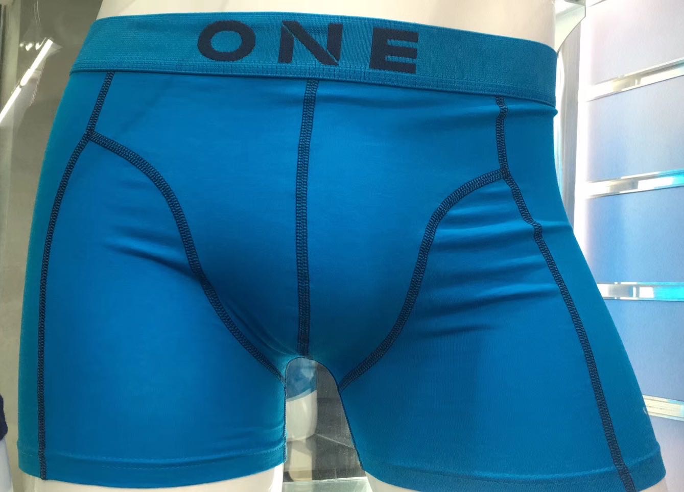 男士休闲平角蓝色英文字母裤腰系列内裤