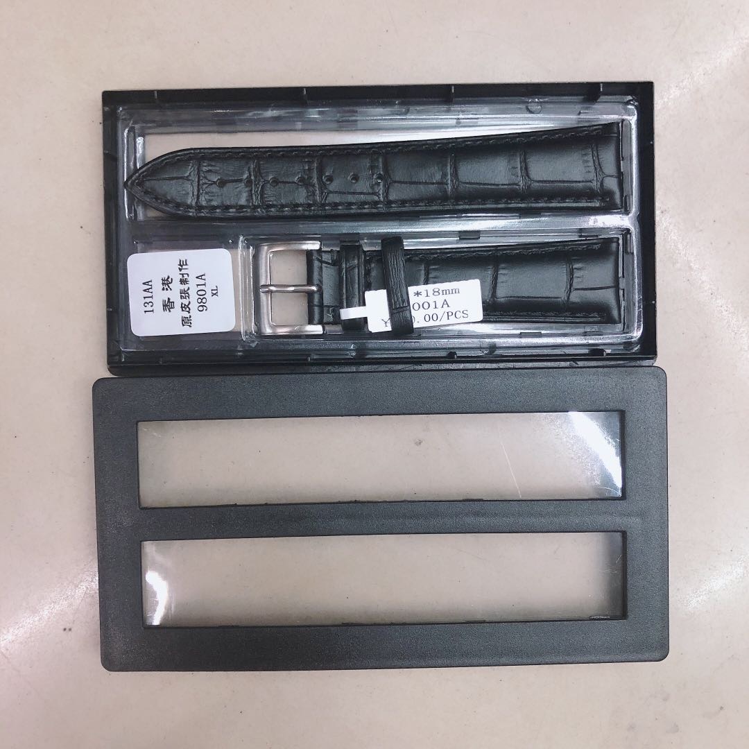 PU皮表带男女蝴蝶扣配件超薄柔软皮质手表链代用