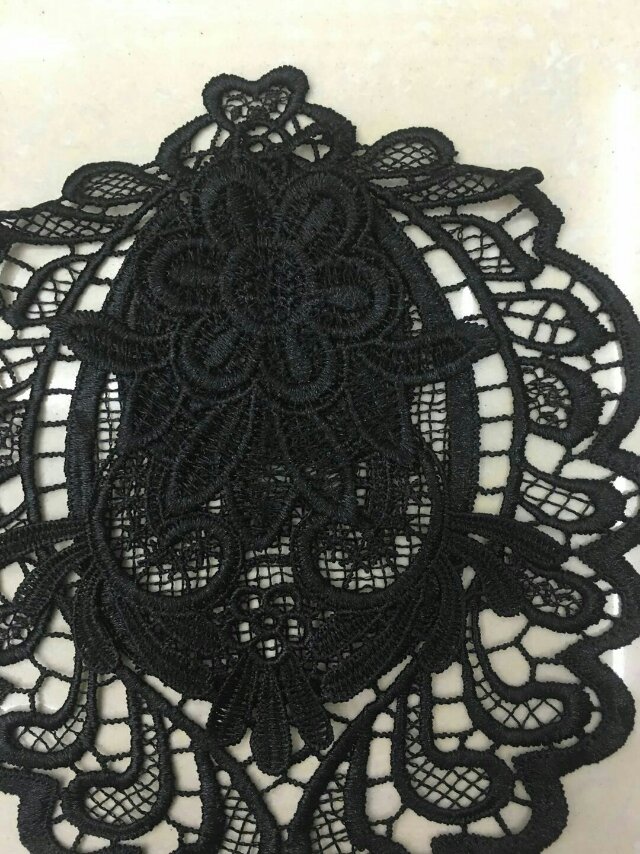 广东黑色刺绣水溶花边服装辅料花边批发花边锦纶花边产品图