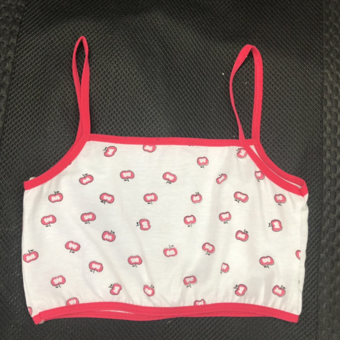 100% cotton comfortable girl vest and bra single layer without spongy cushion to prevent naked girl breast wrapped fruit printing thumbnail