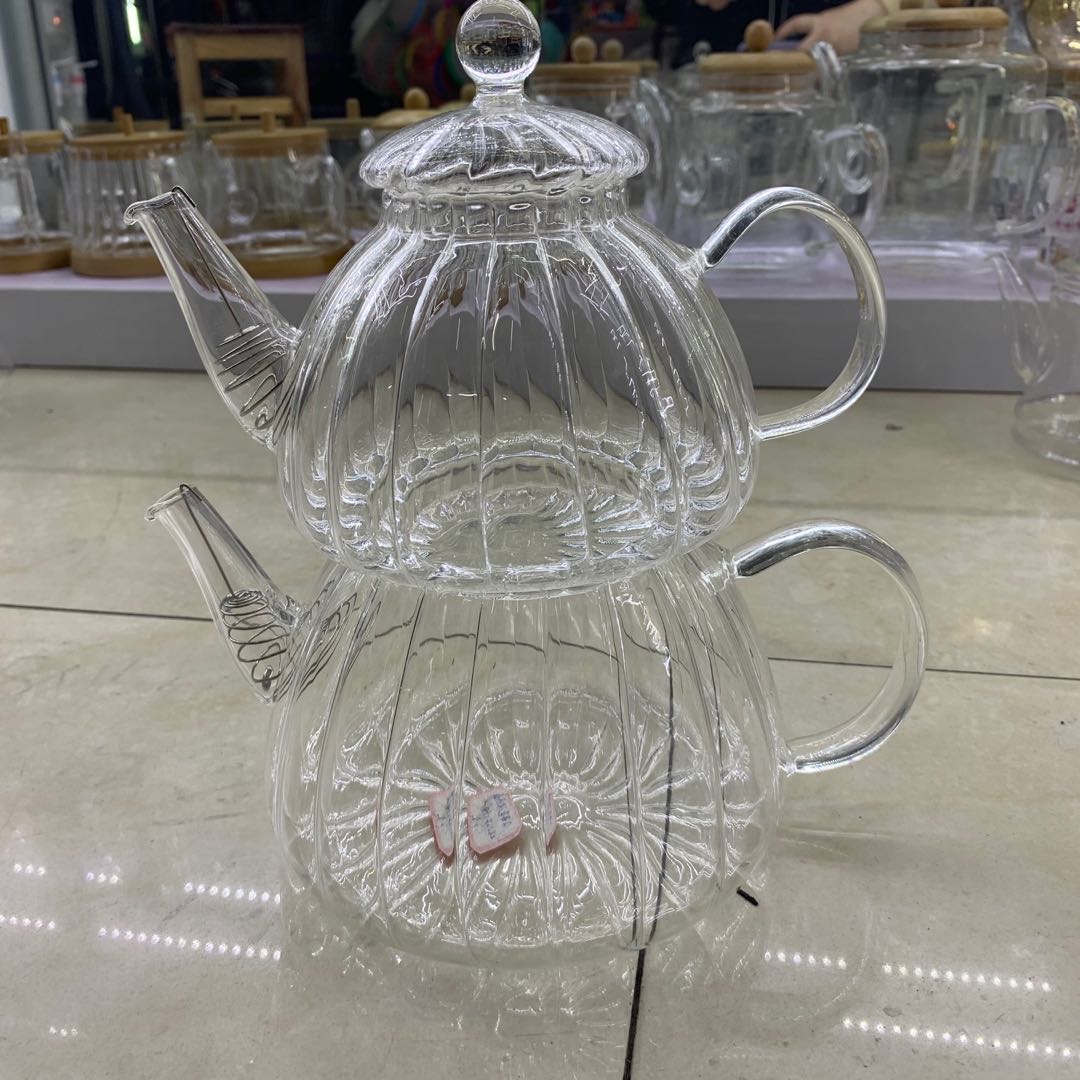 手工耐热玻璃茶具花草茶壶 带过滤耐高温可加热玻璃壶南瓜壶