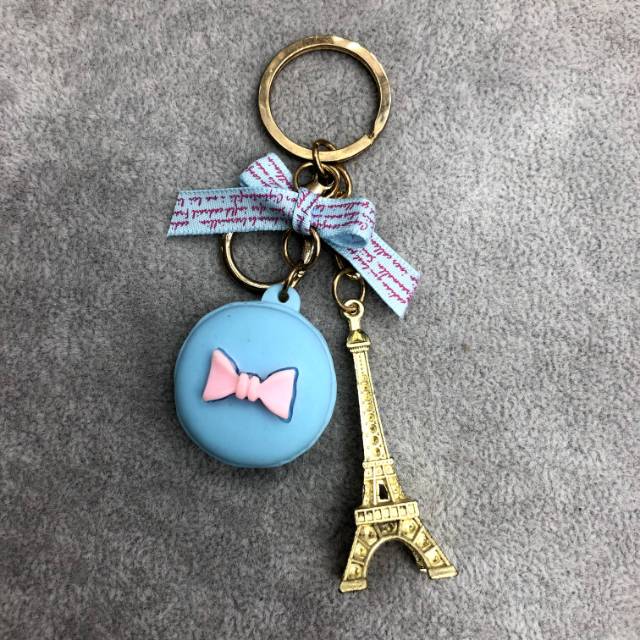 Macaron creative keychains, Eiffel Tower pendants, fashionable gifts, birthday presents