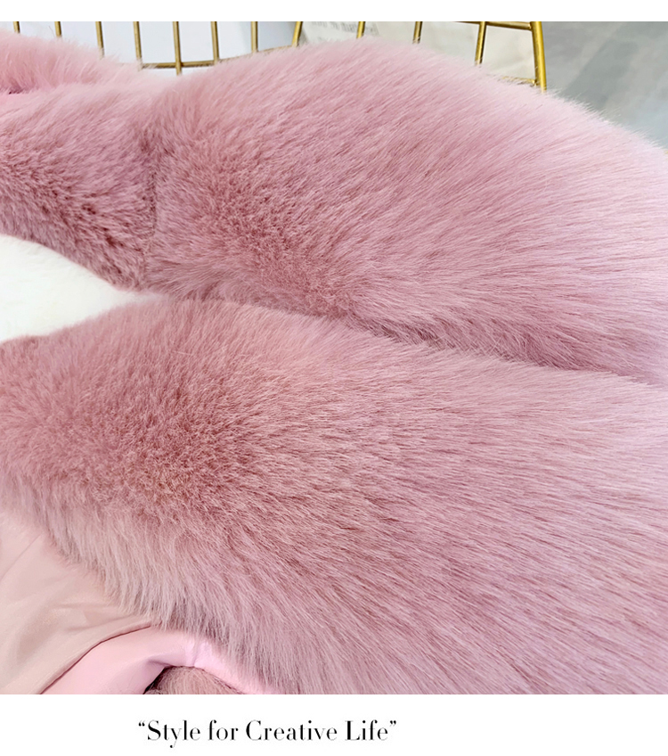 女士时尚潮流百搭保暖仿狐狸毛中长款马甲细节图