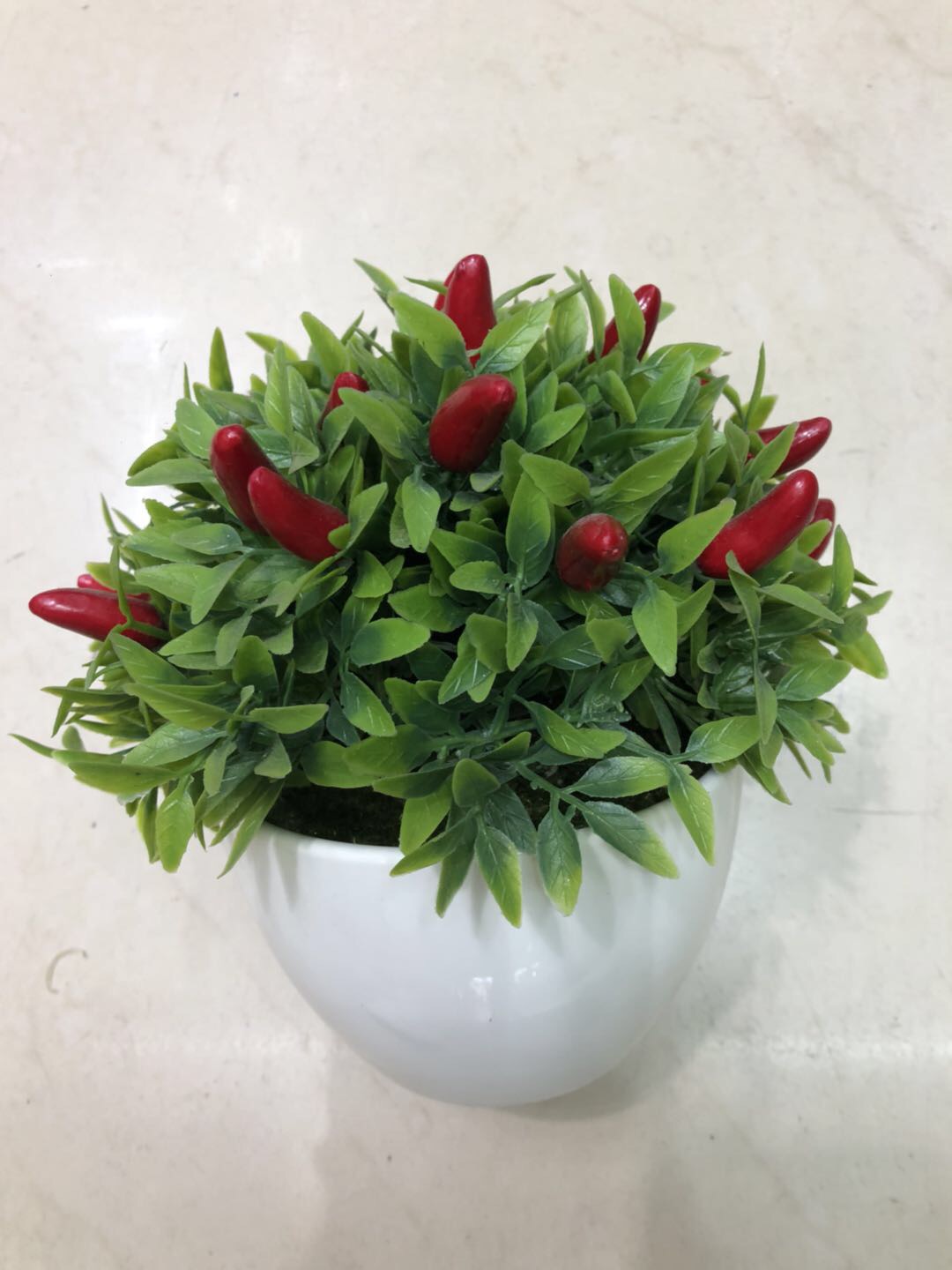 Home artificial flower set, green plant bonsai, small chili plant decoration, living room dining table, wine cabinet decorative items Specification image