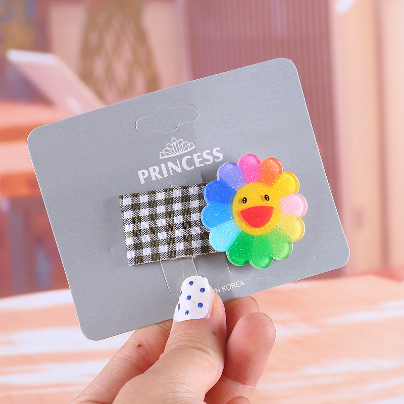 韩国东大门七彩笑脸可爱发夹新潮新款顶夹边夹