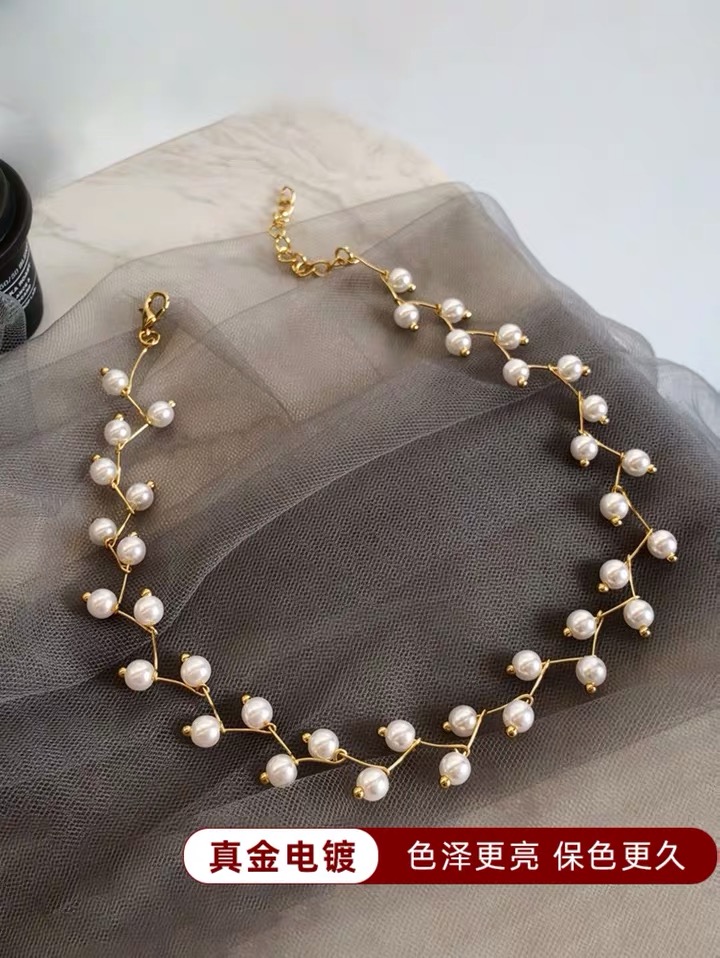 Personalized pearl choker Xian multi-layer beaded necklace, fashionable bride necklace, collarbone chain, 2020 new style trend Specification image