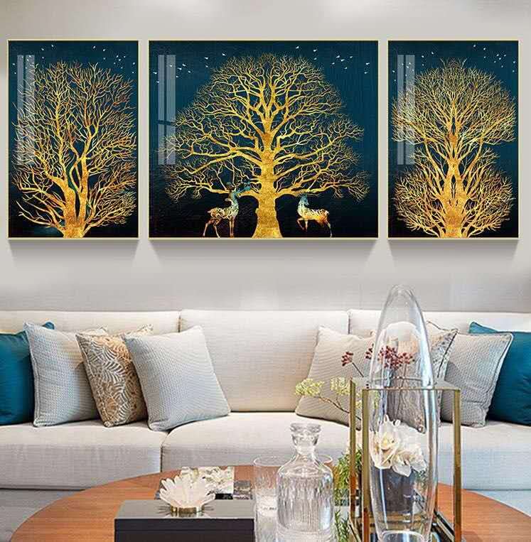 顺达画业60X60X3cm晶瓷晶贝三联装饰画