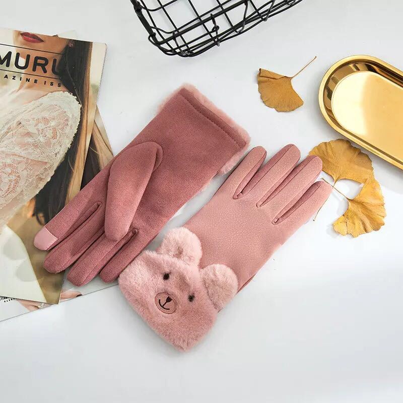 Wholesale Korean version winter women's suede touch screen mobile phone warm gloves with fleece for outdoor warmth Specification image