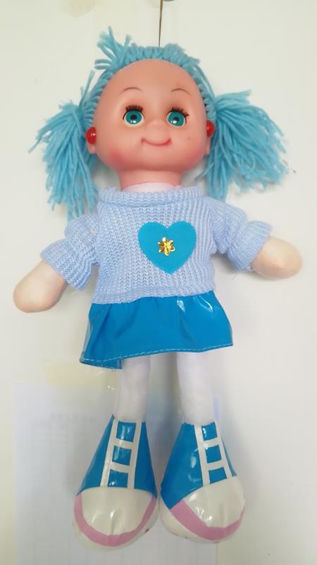 55公分蓝色毛线娃娃带灯带音乐女孩过家家玩具批发