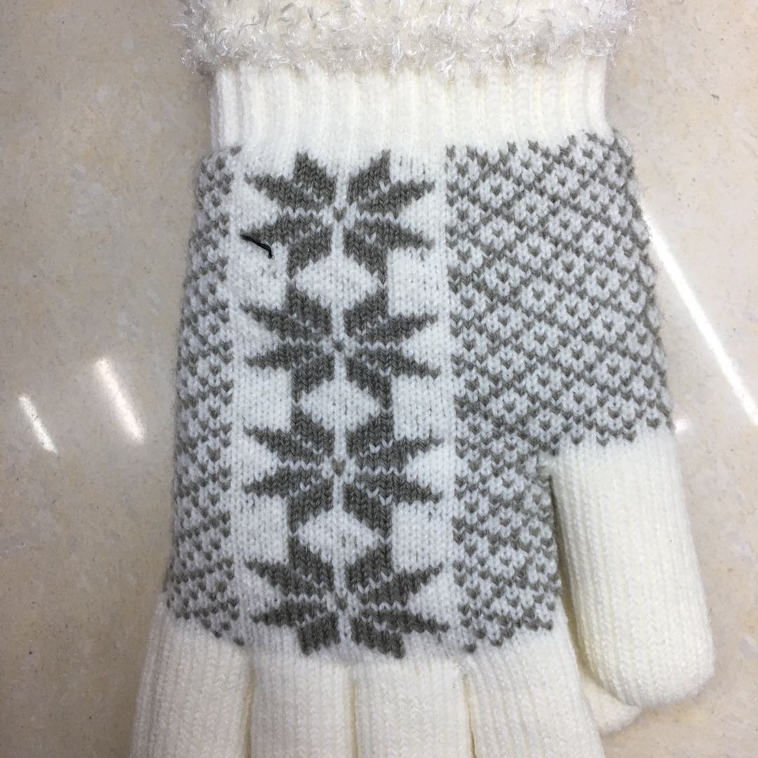 魔术提花手套户外运动冬季保暖针织毛线手套细节图