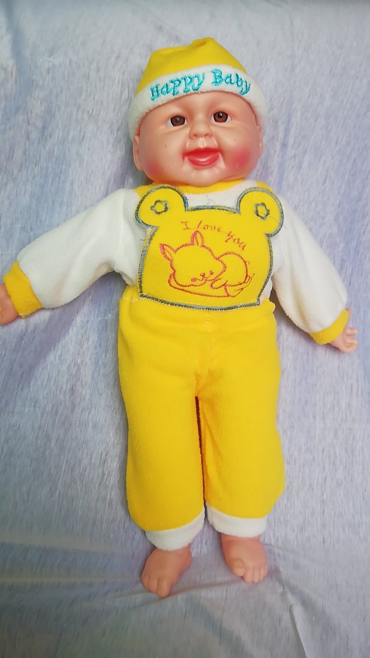 42公分黄色娃娃小笑娃男宝宝过家家玩具批发