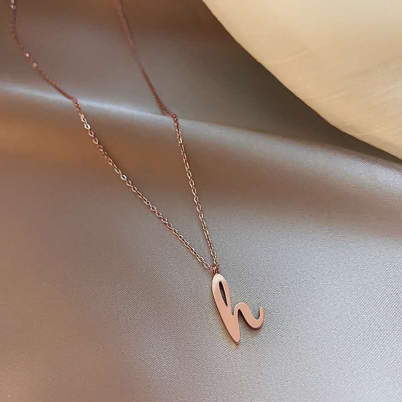 A titanium steel frosted alloy necklace is a simple and elegant accessory for women with a cold and unique style details Picture