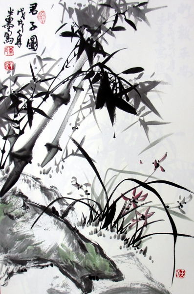 天地国画60X90cm山水风景纯手工国画