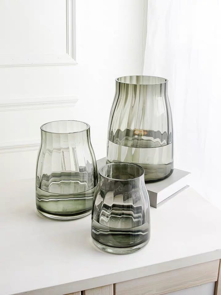 Glass vase, light luxury living room and dining room flower arrangement set, three-piece set, factory direct sales, wholesale and retail, in stock. For orders, please consult