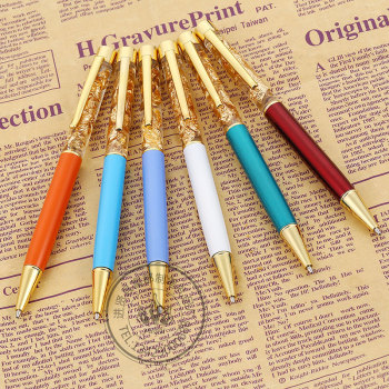 Factory direct sales of sand metal ballpoint pens, metal water drill pens, gold foil pens, customized writing and rotating crystal pens