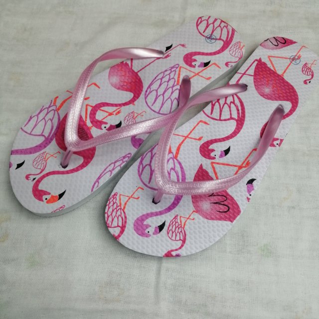 外贸夏天凉拖鞋外穿防滑沙滩印刷火烈鸟人字拖定做图