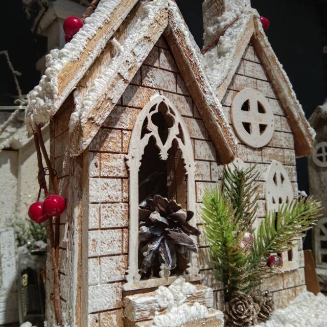 圣诞小木屋客厅木质小摆件家具饰品房子模型产品图