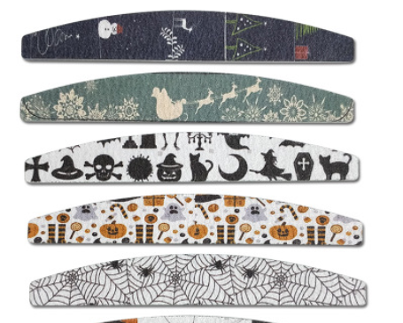 半月形砂条彩色印花指甲锉美甲工具