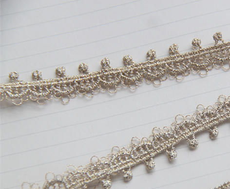 Handmade Garment Lace Lace Accessories Wavy Gold Thread Embroidery Water Soluble Lace Dress Accessories Width 1Cm Specification drawing