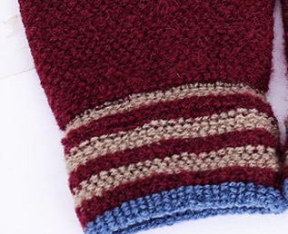 冬季男女红色半指保暖手套 韩版毛线加绒手套细节图