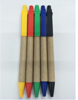 牛皮纸管环保圆珠笔再生纸质简约商务纸筒笔圆珠笔