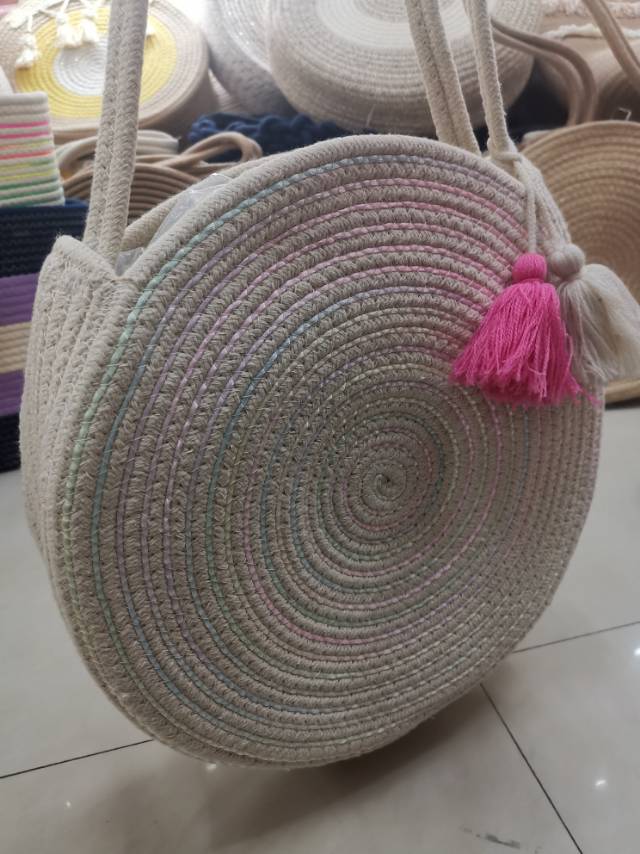 Small Fresh Cotton Hand-Woven Bag New Large Capacity Shoulder Bag Beach Bag details Picture