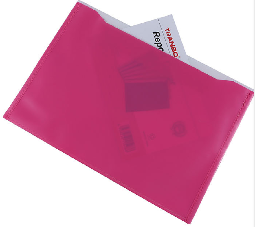 Full-standard TRANBOA4 specification two-layer solid color yarn texture two-color spliced snap file bag Specification image