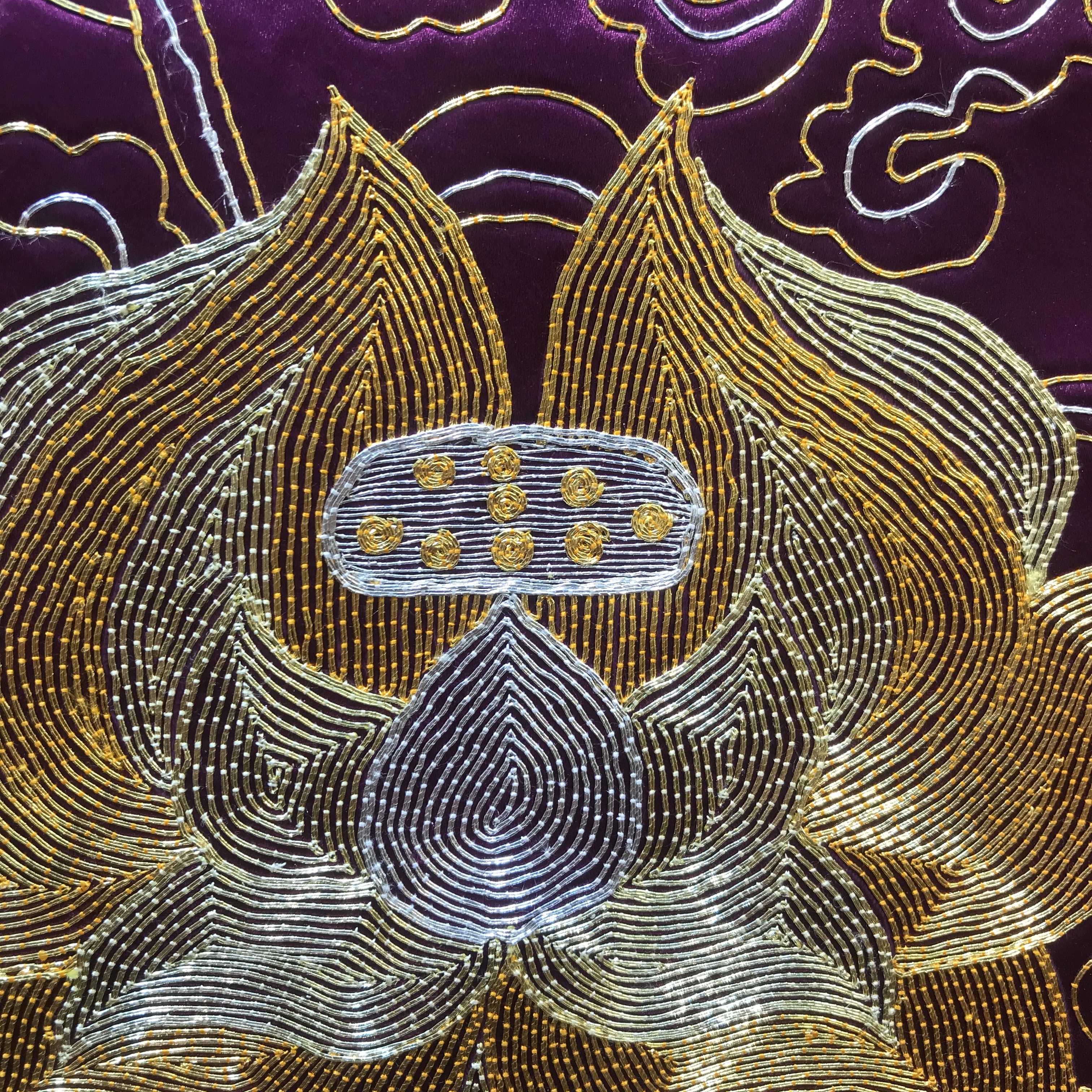 Embroidered Lotus Partial Close-up