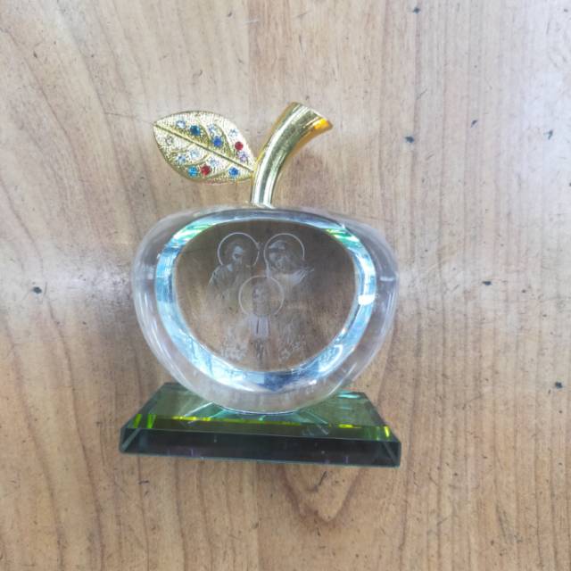 厂家直销水晶镶钻苹果激光内雕摆件水晶小礼物纪念品产品图