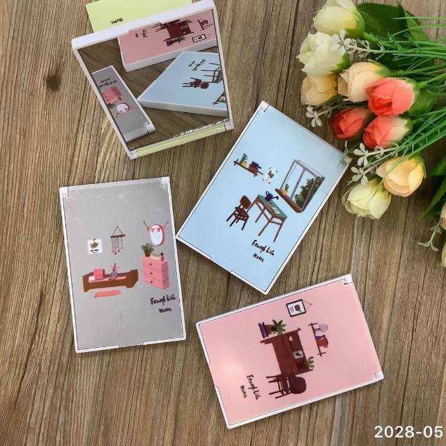 方形可爱镜子化妆镜图案多样镜子可立式