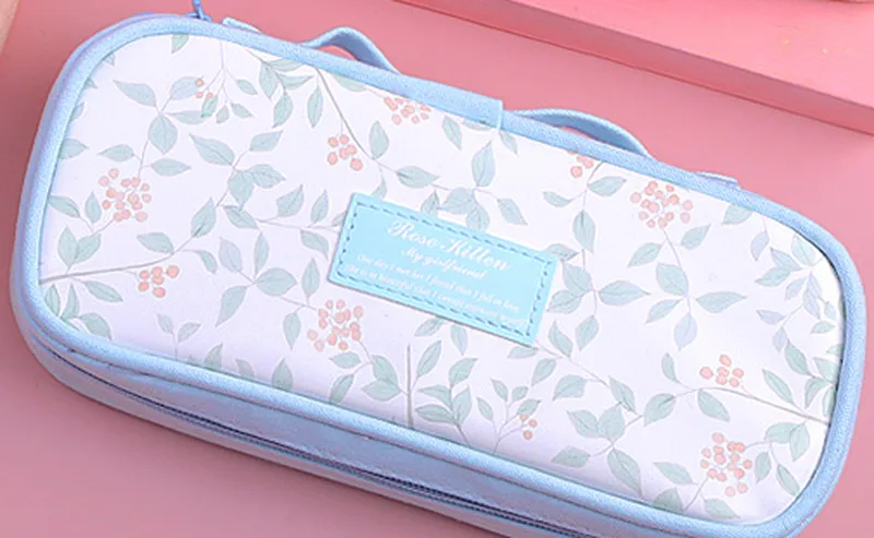 Female Simple Pencil Box Tiktok Network Red With Cute Korean Version Of Ins Tide Large Capacity High Appearance Level Stationery Canvas Double Layer