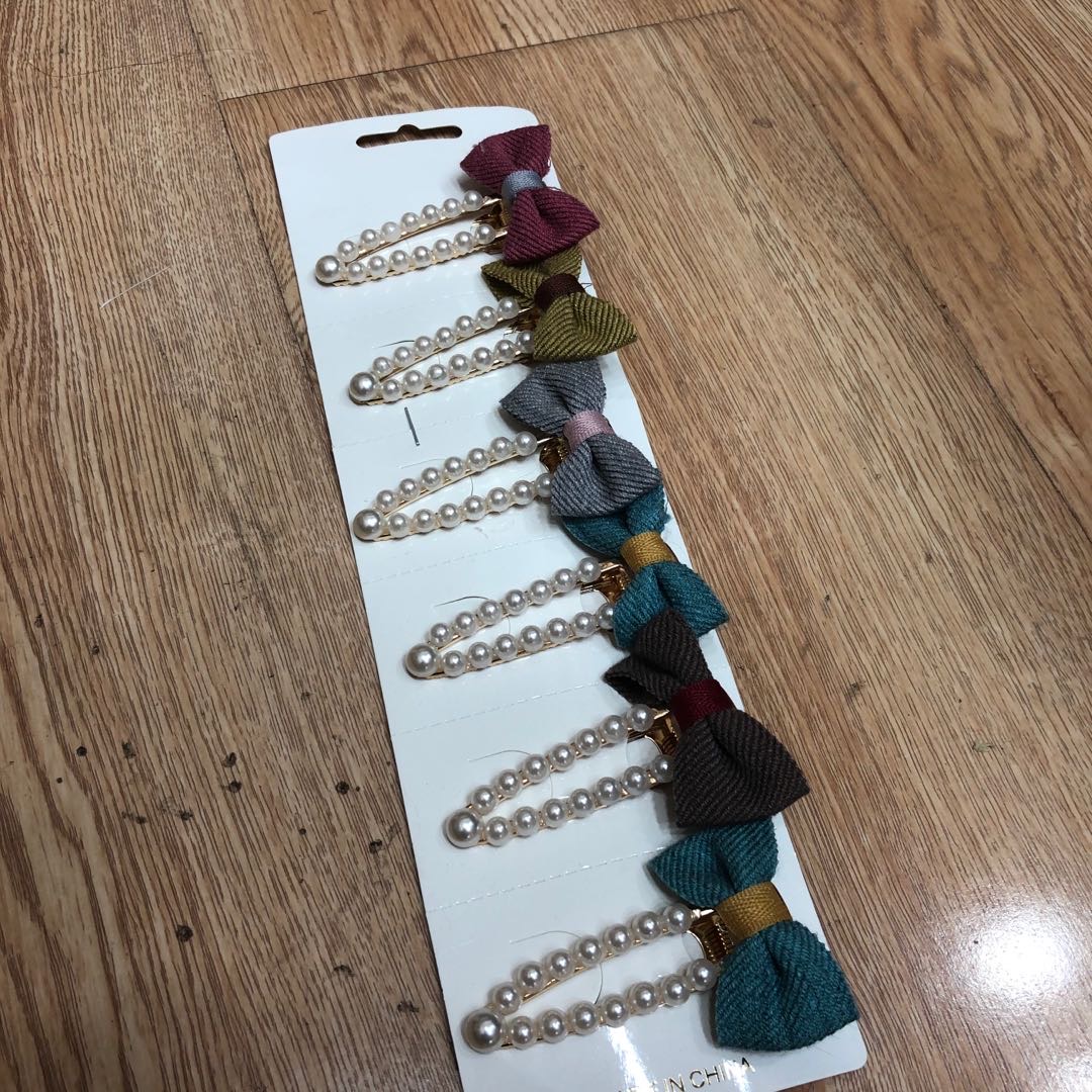 Clip headwear, hair clip edge clip, girl's back of the head, Korean pearl bow top clip, bangs hair clip
