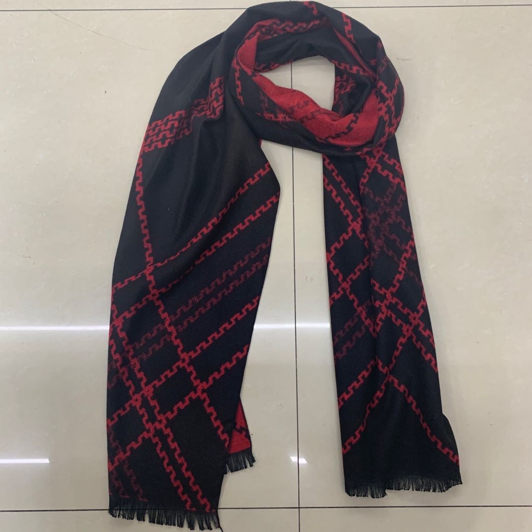 Warm striped long scarf, wine red and black fashionable scarf, direct sales from the manufacturer