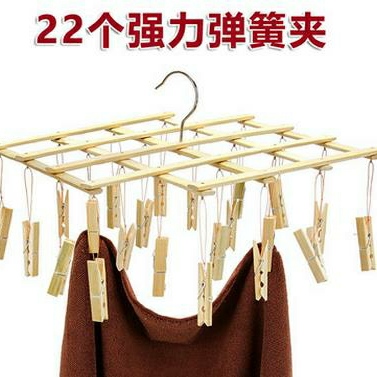 竹子晒衣架竹裤架裤夹家用防霉竹衣架夹子晾衣夹十字多夹晒袜子架产品图