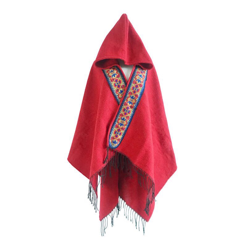 Ladies Fashion Trend Casual Ethnic Wind With Hat Fringe Embroidery Horn Buckle Awning Specification drawing