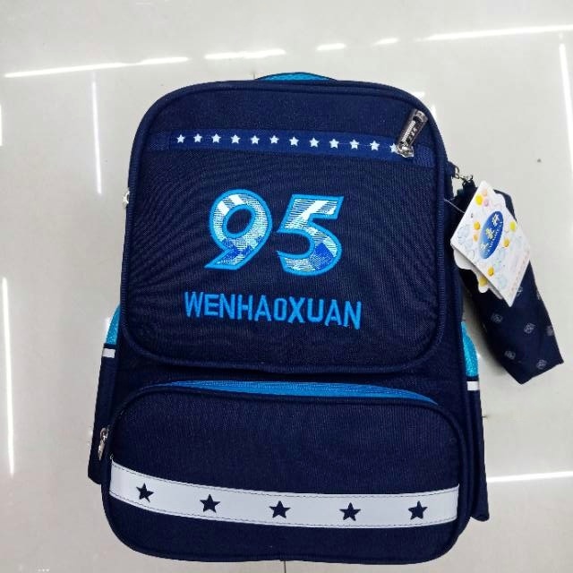 男生书包发光字深蓝色小学生书包