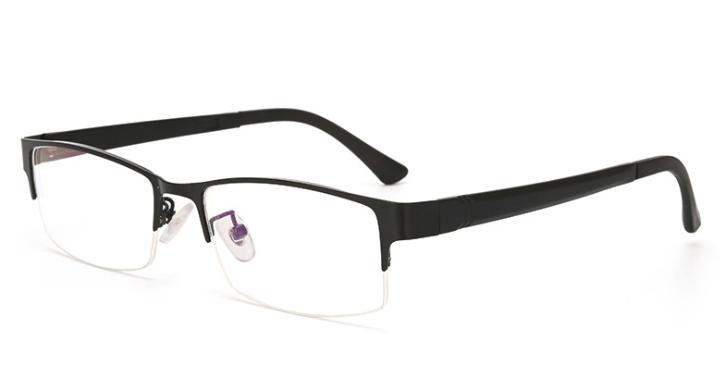 Metal half-frame glasses, myopic business men's flat glasses frame, square frame, TR temple, eye frame