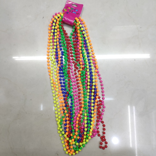 欧美服饰塑料荧光色珠链毛衣链儿童项链彩色珠子儿童项链礼物
