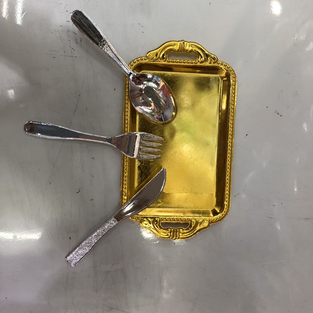 厂家直销塑料镀金餐具儿童玩具细节图