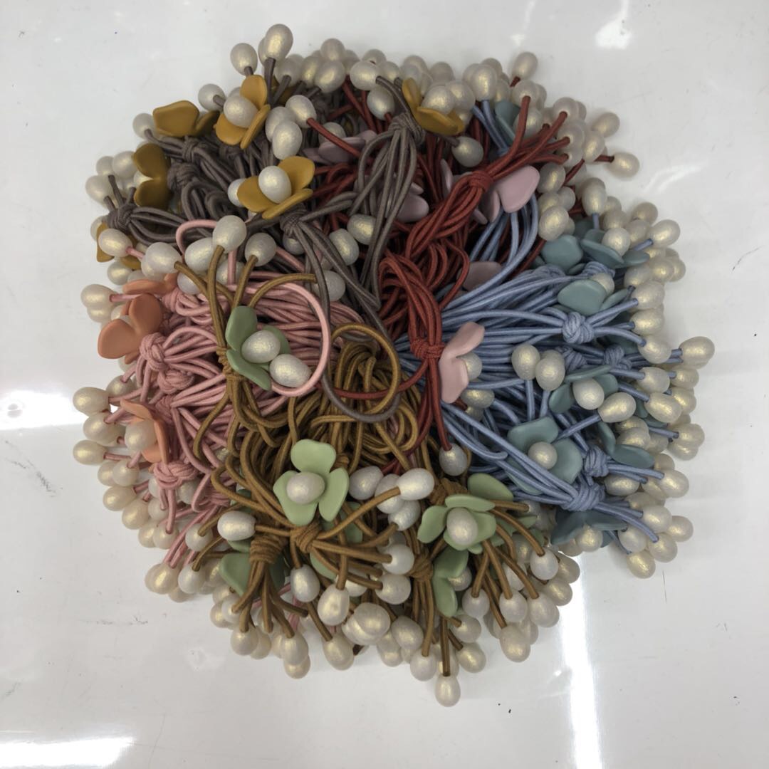 Simple small pearl neckline female ins hair accessories hair rubber band Korean version of the lovely hair ring web celebrity hair rope tie head female accessories thumbnail